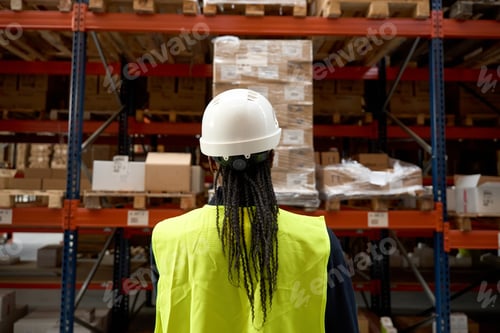 Preview: Warehouse worker checking inventory in logistics center