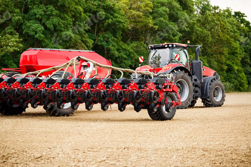 Preview: Large modern tractor for preparing the field after winter for sowing grain. Agricultural machinery