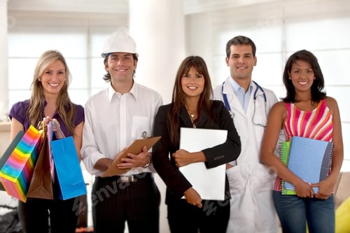Preview: Group Of People With Different Professions And Occupations Indoors