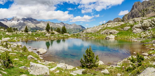 Preview: Perramo lake and Perdiguero peak at baclground in Benasque Valley, Spain