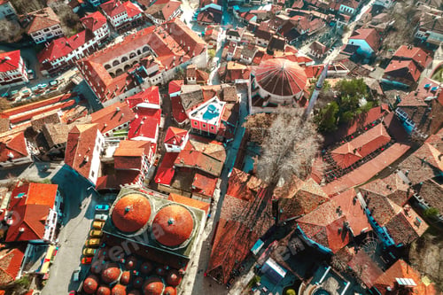 Preview: Aerial view of historic Ottoman and Turkish town Safranbolu view from drone.