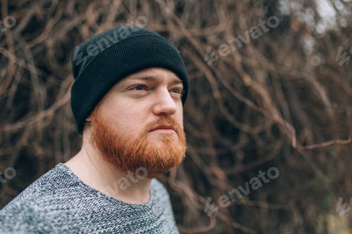 Preview: young man with Redhead beard, and cap