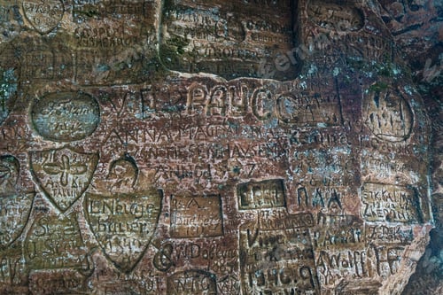 Preview: Carving inscriptions at Gutmans Cave at National Park of Sigulda - Sigulda, Latvia