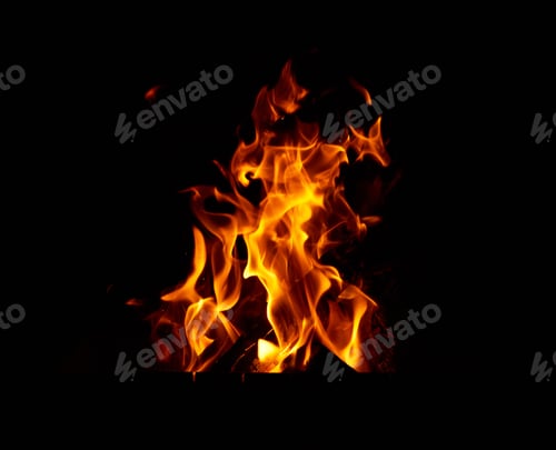 Preview: Burning wooden logs in a bonfire at night