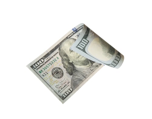 Preview: One hundred dollar banknote on white background. American national currency