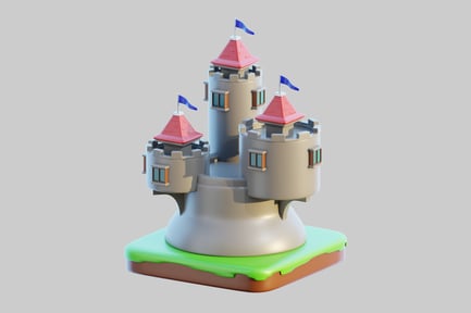 Preview: Cartoon castle with flags