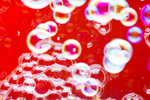 Preview: Abstract Soap Bubble Background. Element For Designers. Foam Red Bubble Texture. Colorful Bubbles