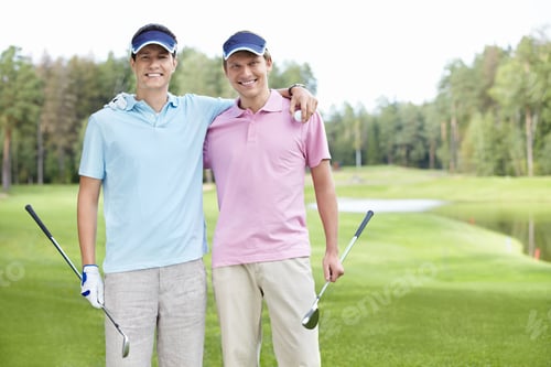 Golfing Buddies Enjoying a Round on a Sunny Day