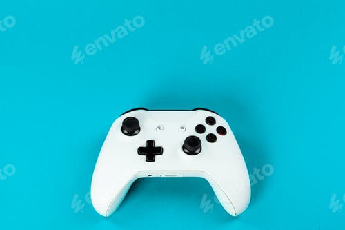 Preview: Gaming concept. Joystick on color background