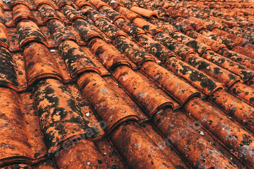 Preview: Old rustic terracotta roof tiles pattern as background