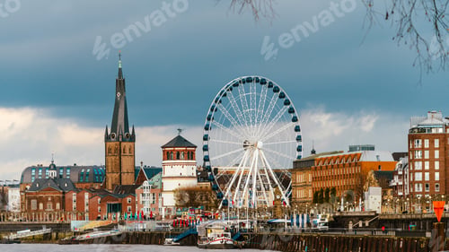 Preview: Old town of Dusseldorf at the river Rhine in Germany