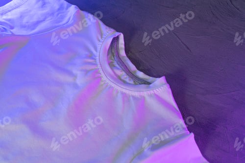 Preview: White color unisex t-shirt in neon light