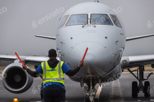 Preview: Closeup shot of a white airplane landed in the airport
