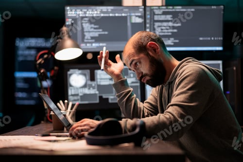 Preview: Thoughtful programmer brainstorming ideas about coding