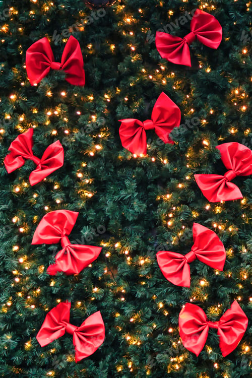 Preview: Christmas festive decorations on holiday Christmas tree
