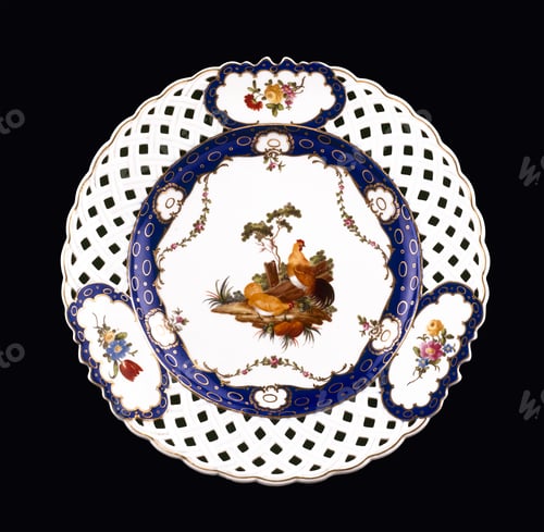 Preview: Antique plate on black background