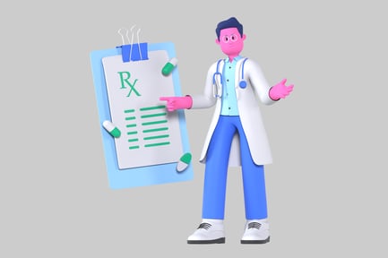 Preview: Cartoon doctor with prescription pad
