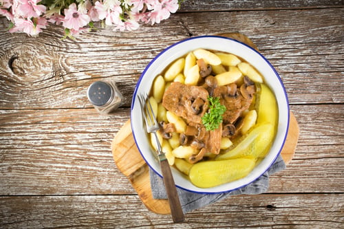 Preview: Braised pork loin with mushrooms.