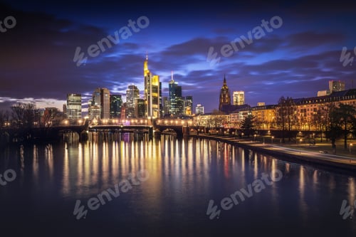 Preview: Frankfurt skyline at night - Frankfurt, Germany