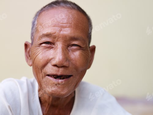 Preview: Portrait Of Happy Old Asian Man Smiling At Camera