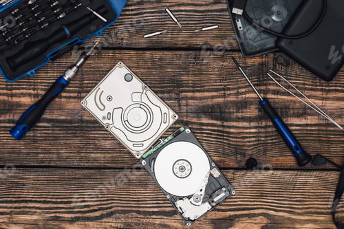 Preview: HDD with Screwdriver and Other Tools