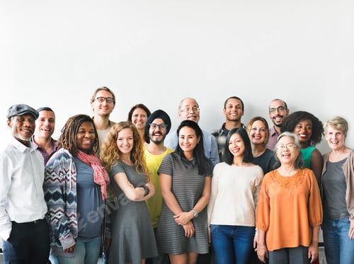 Preview: A team of diverse people doing a group photo
