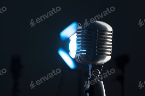 Preview: vintage microphone over black