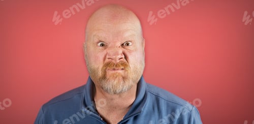 Preview: Angy old white man in front of a red background