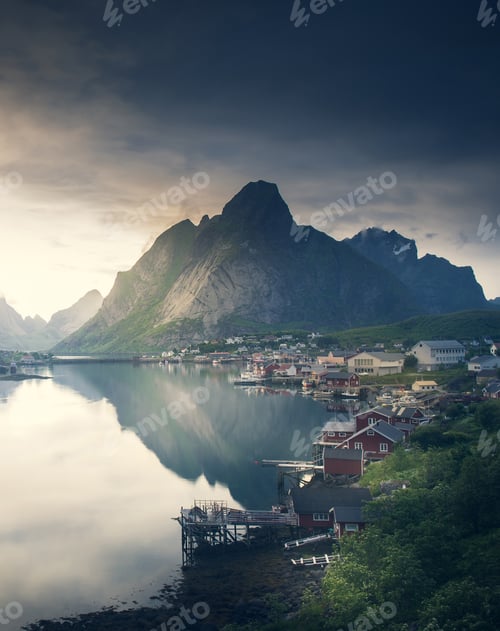 Preview: Beautiful landscape in Lofoten Islands in Summer, Norway