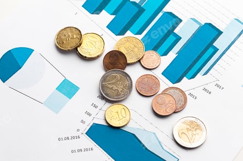 Preview: Graph Of Stock Market With Stacks Of Coins