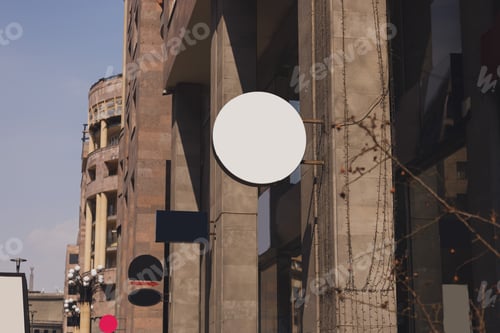 Preview: Sign board shop or restaurant. Mock up template. Copy space and empty space for advertising
