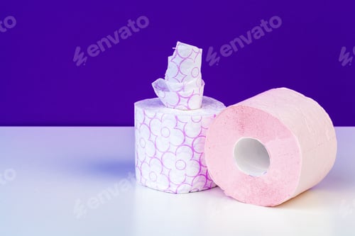 Preview: Roll of toilet paper or tissue on color background