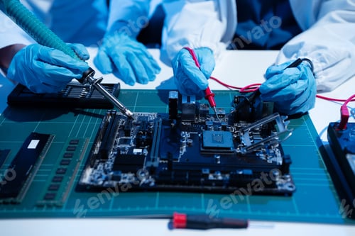 Preview: Repairing and upgrade mobile phone, electronic, computer hardware and technology concept.