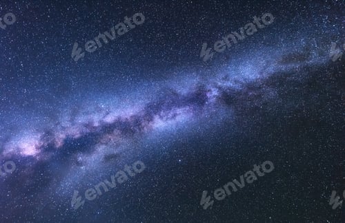 Preview: Milky Way. Fantastic night landscape with bright milky way