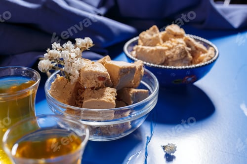 Preview: Tasty halva with tea on the table