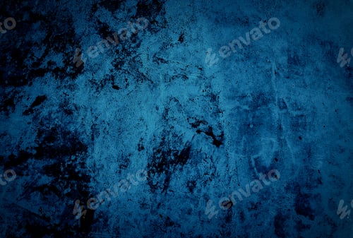Preview: Vintage grunge blue concrete texture studio wall background with vignette.