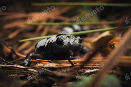 Preview: Close-up image of a Marbled salamander, perched on the ground