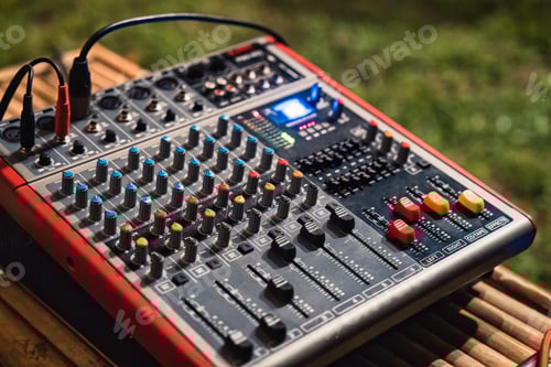 Preview: Sound mixing console with effect buttons