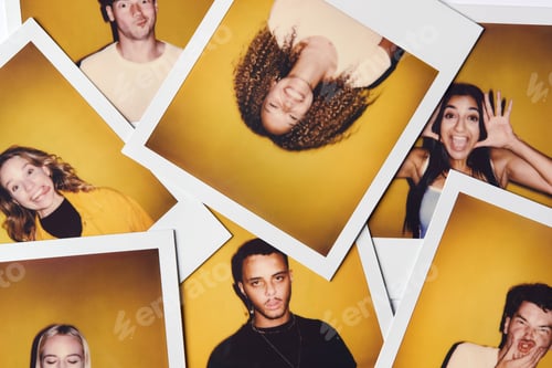 Preview: Instant Film Photos Of Young Men And Women For Modeling Casting In Studio On White Background