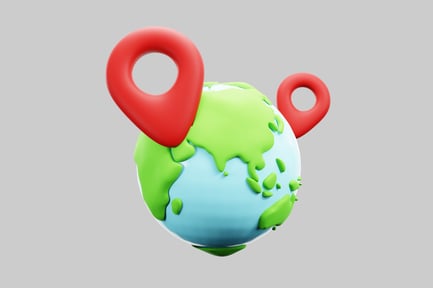 Preview: Exploration destinations globe with pins