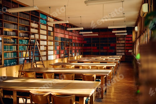 Preview: High school library with no people.