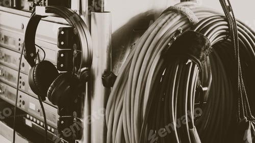Preview: Coiled Cables and Headphones in a Workspace