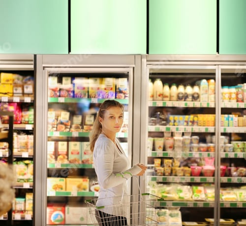 Preview: Woman Choosing A Dairy Products At Supermarket