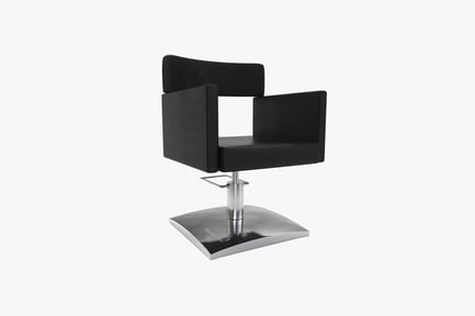 Preview: Modern barber chair with high backrest and metal base