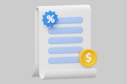 Preview: Financial document with percentage and coin
