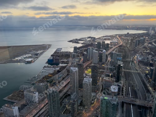 Preview: Skyscrapers in the city during evening and night lights