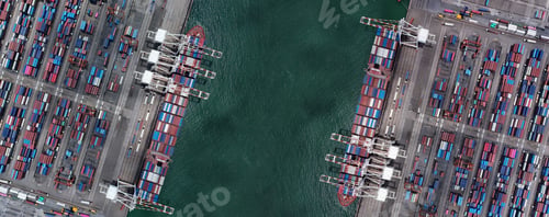 Preview: Industrial import-export port prepare to load containers.