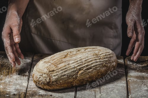Preview: Homemade bread from young woman chef