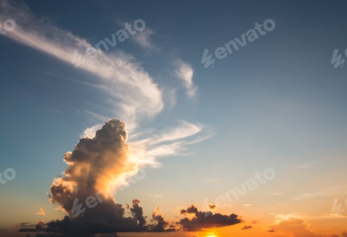 Preview: colorful dramatic sky with cloud at sunset