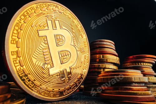 Preview: Close up photo of bitcoin crypto currency